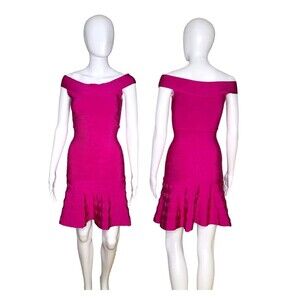 Guess By Marciano Stretch Bandage Fit Flare Bodycon Mini Dress Pink Rose…